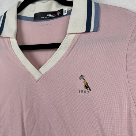 Women's Ralph Lauren RLX Pink Golf Shirt Large 1907 Logo Tailored Fit - Picture 4 of 9